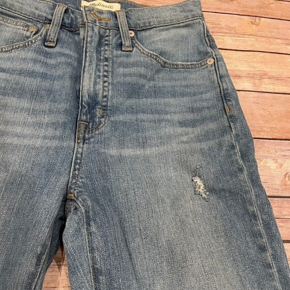 Madewell Classic Straight Jeans M3004 Distressed Medium Wash - Picture 3 of 9